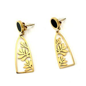 Dangle Drop Earrings Women's Gold tone Statement Earrings Nature Theme NWT